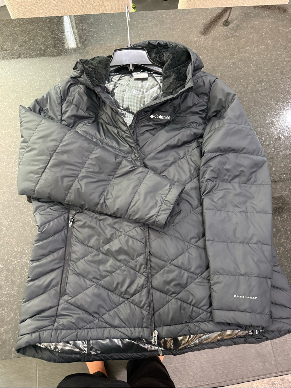 Columbia Black Omni-Heat Quilted Hooded Puffer Jacket 1X